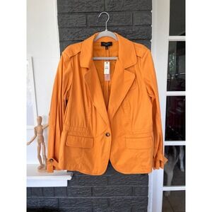 Talbots Woman Orange Utility Blazer Jacket 16W NWT Single Button Cotton‎ Blend